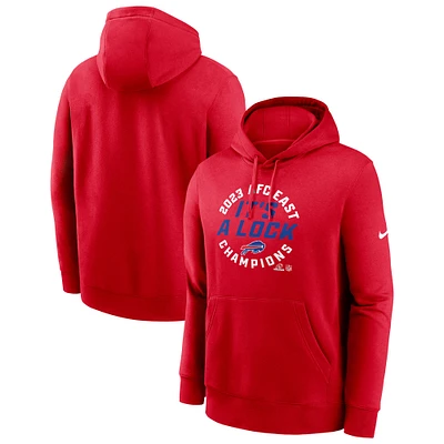 Men's Nike Red Buffalo Bills 2023 AFC East Division Champions Locker Room Trophy Collection Club Pullover Hoodie