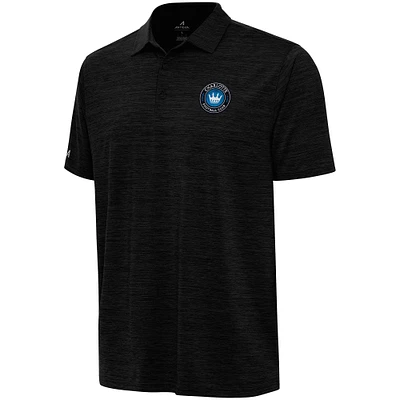 Men's Antigua Heather Black Charlotte FC Layout Polo