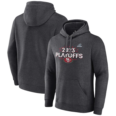 Men's Fanatics Heather Charcoal San Francisco 49ers 2023 NFL Playoffs Fleece Pullover Hoodie