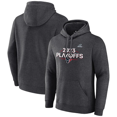 Men's Fanatics Heather Charcoal Houston Texans 2023 NFL Playoffs Fleece Pullover Hoodie