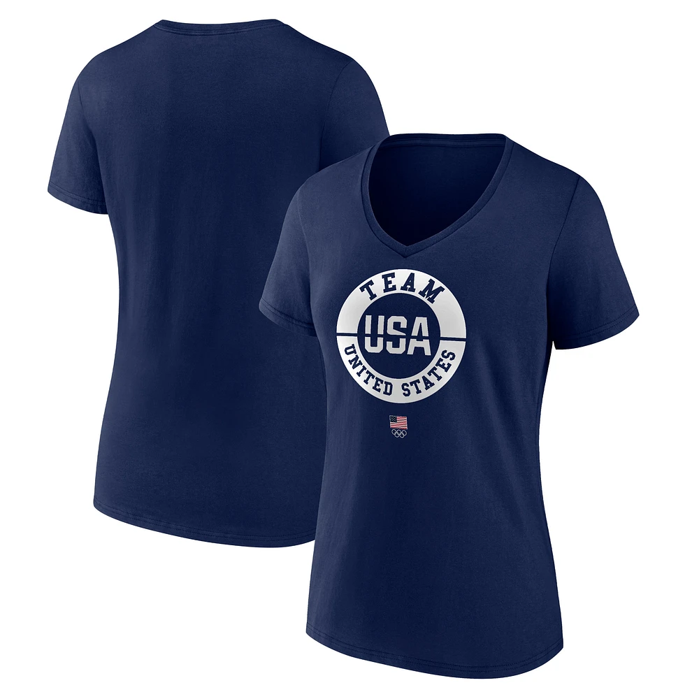 Women's Fanatics Navy Team USA V-Neck T-Shirt