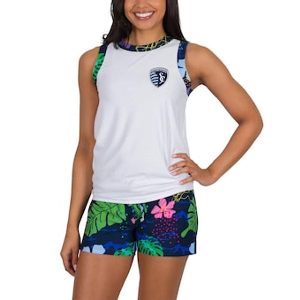 Women's Concepts Sport White Sporting Kansas City Roamer Knit Tank Top & Shorts Set