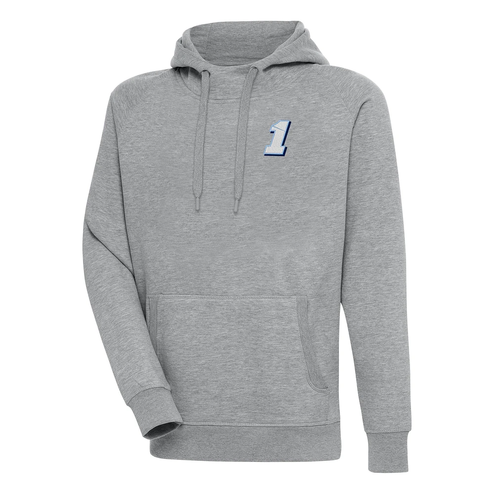 Men's Antigua Heather Gray Ross Chastain Victory Pullover Hoodie