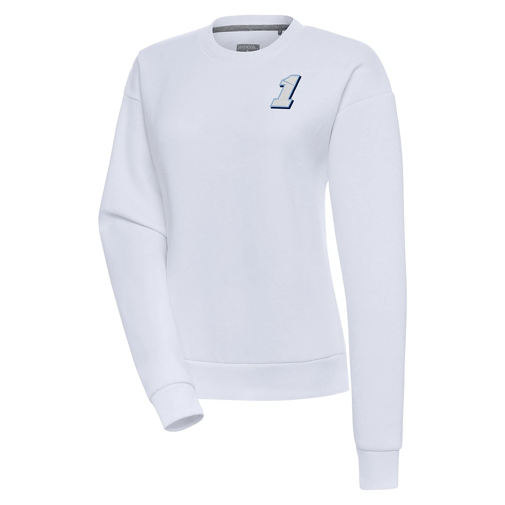 Women's Antigua White Ross Chastain Victory Crewneck Pullover Sweatshirt