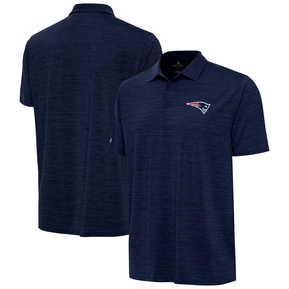 Men's Antigua Heather Navy New England Patriots Layout Polo