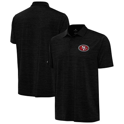 Men's Antigua Heather Black San Francisco 49ers Layout Polo