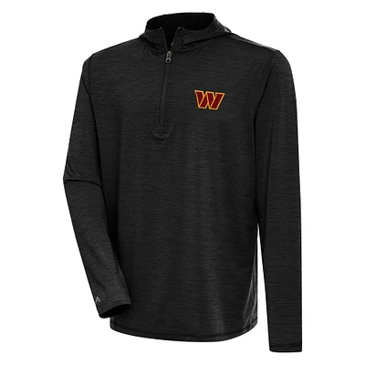 Men's Antigua Heather Black Washington Commanders Tidy Quarter-Zip Pullover Hoodie