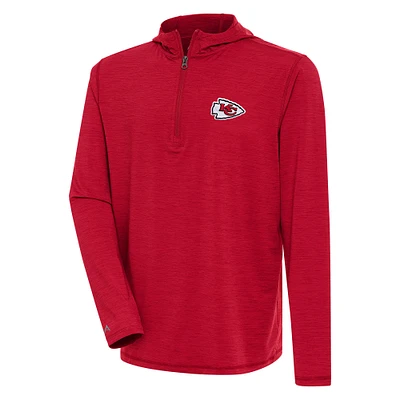 Men's Antigua Heather Red Kansas City Chiefs Tidy Quarter-Zip Pullover Hoodie