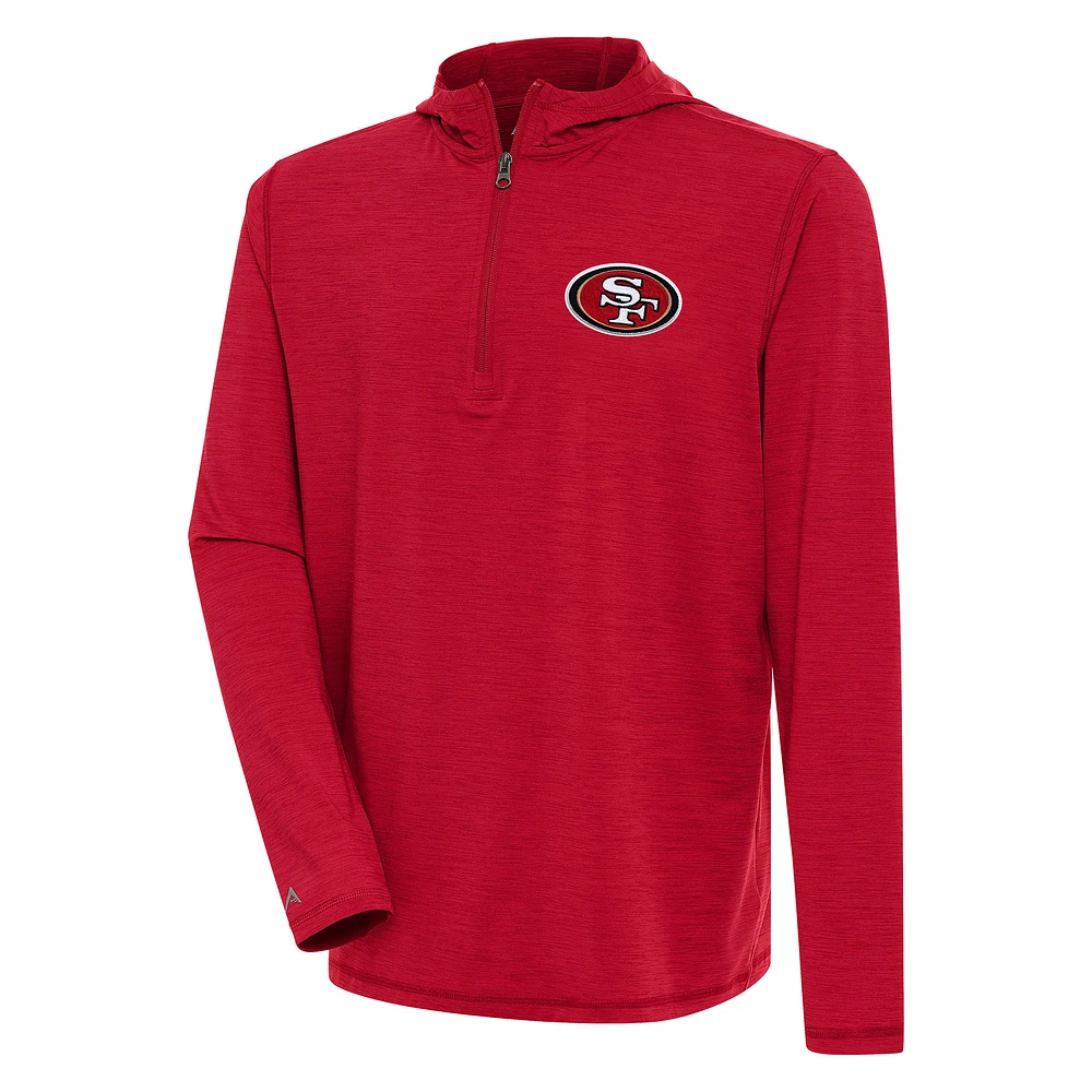 Men's Antigua Scarlet San Francisco 49ers Tidy Quarter-Zip Pullover Hoodie