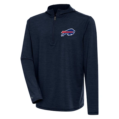 Men's Antigua Heather Navy Buffalo Bills Tidy Quarter-Zip Pullover Hoodie