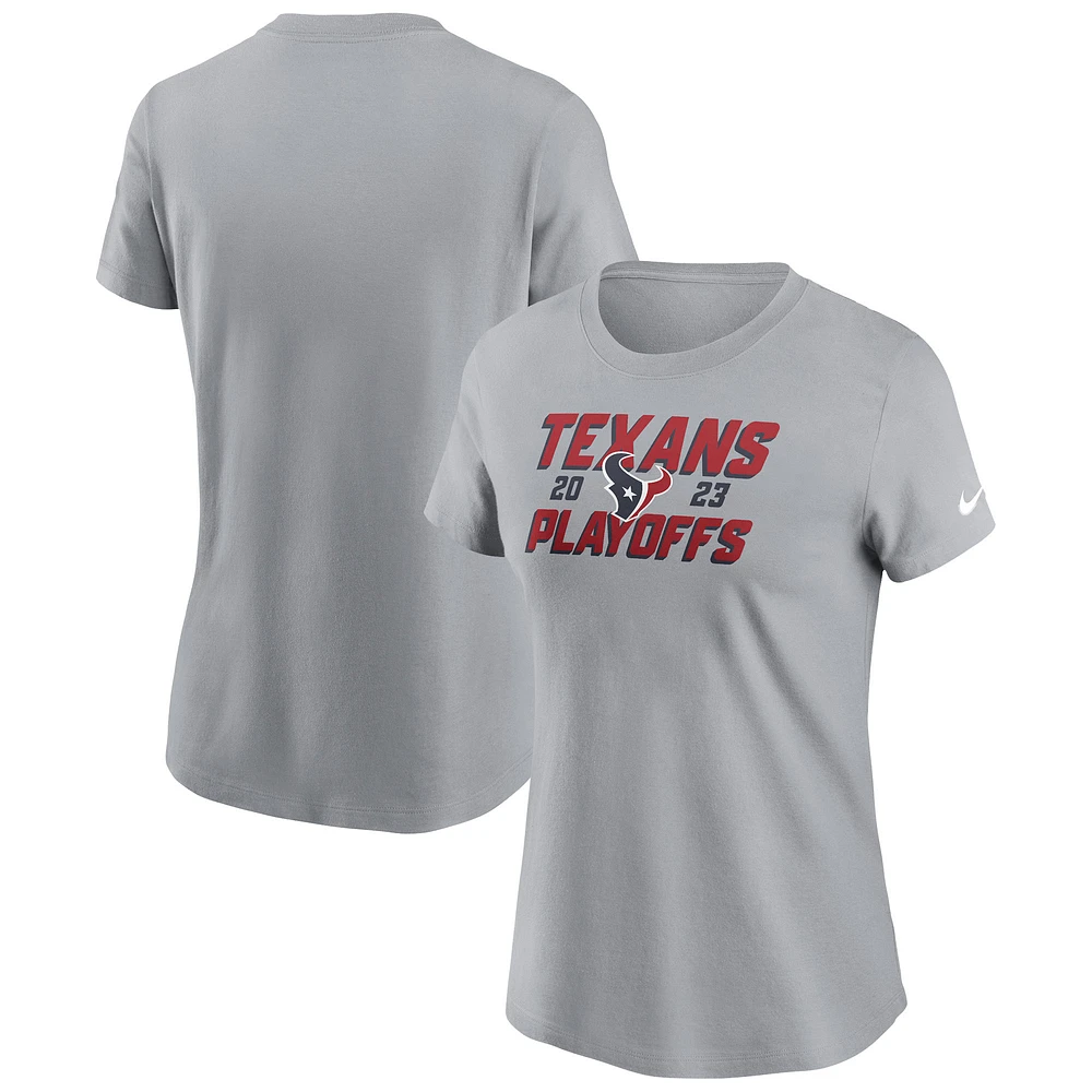 Women's Nike Gray Houston Texans 2023 NFL Playoffs Iconic T-Shirt
