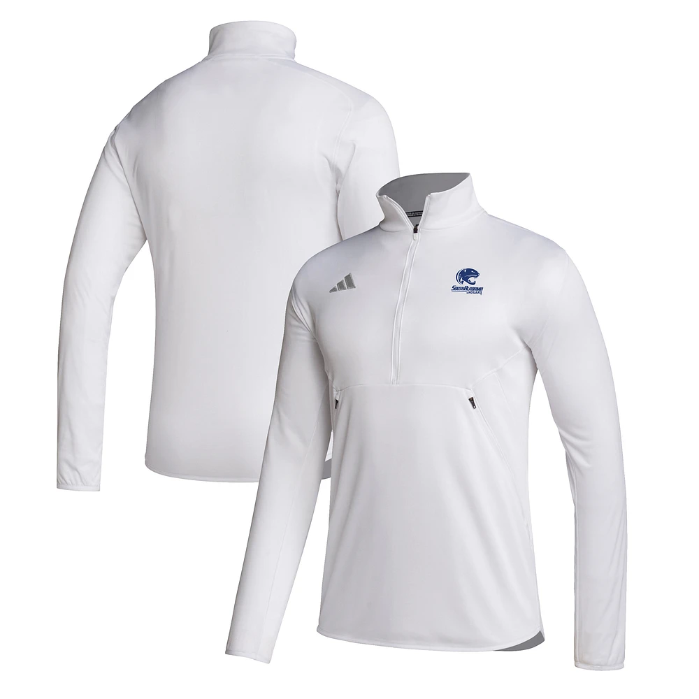 Men's adidas White South Alabama Jaguars Stadium Knit Quarter-Zip Pullover Jacket