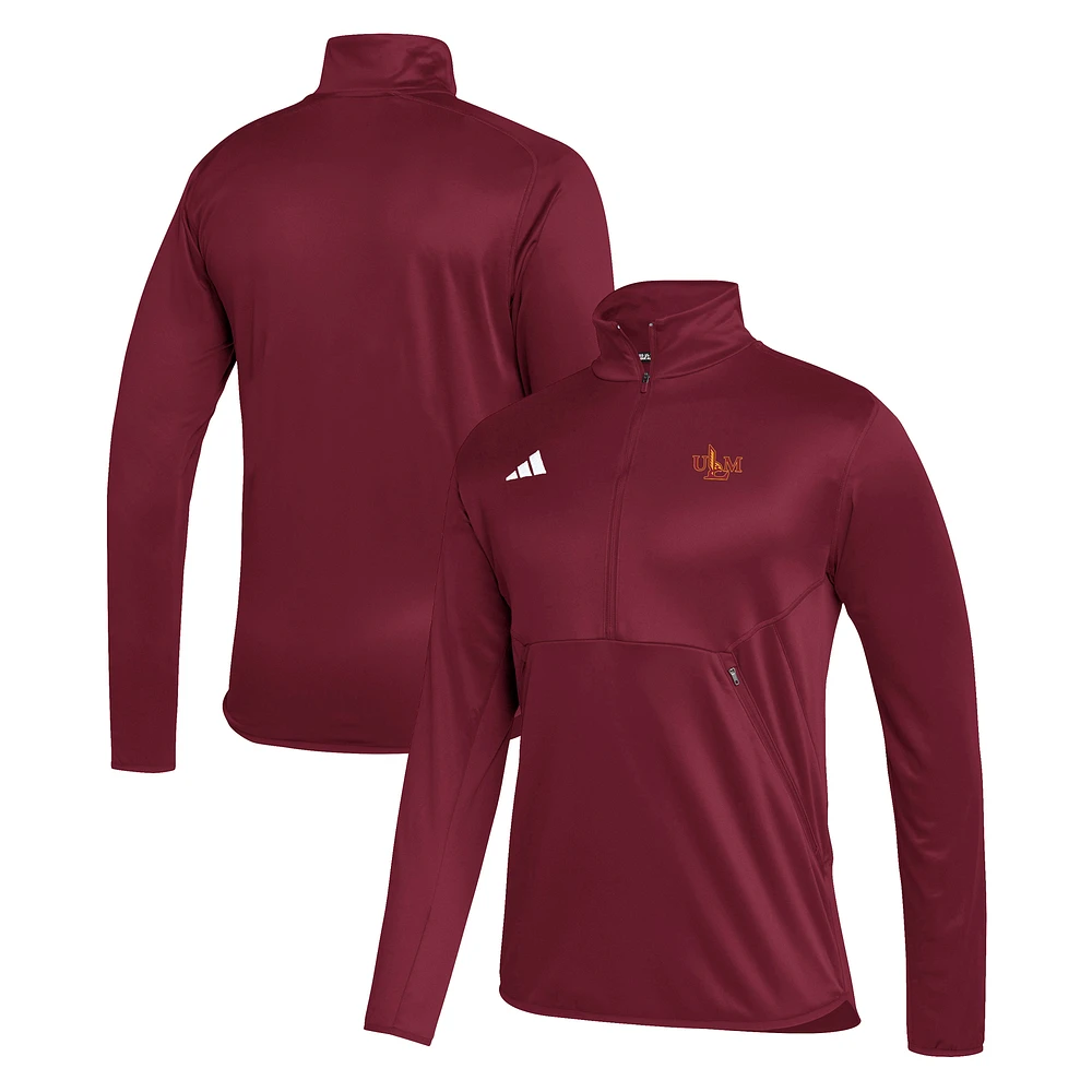 Men's adidas Maroon ULM Warhawks Stadium Knit Quarter-Zip Pullover Jacket