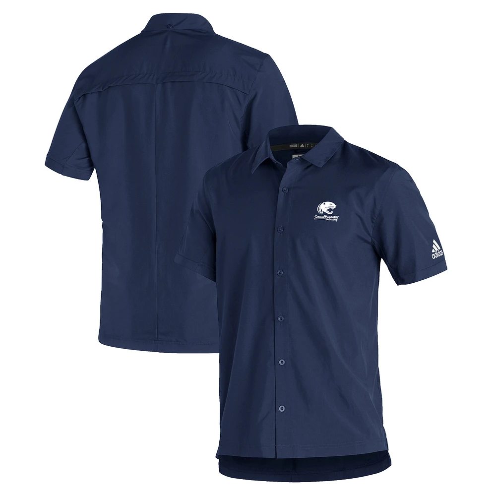 Men's adidas Navy South Alabama Jaguars Sideline 21 Button-Up Polo