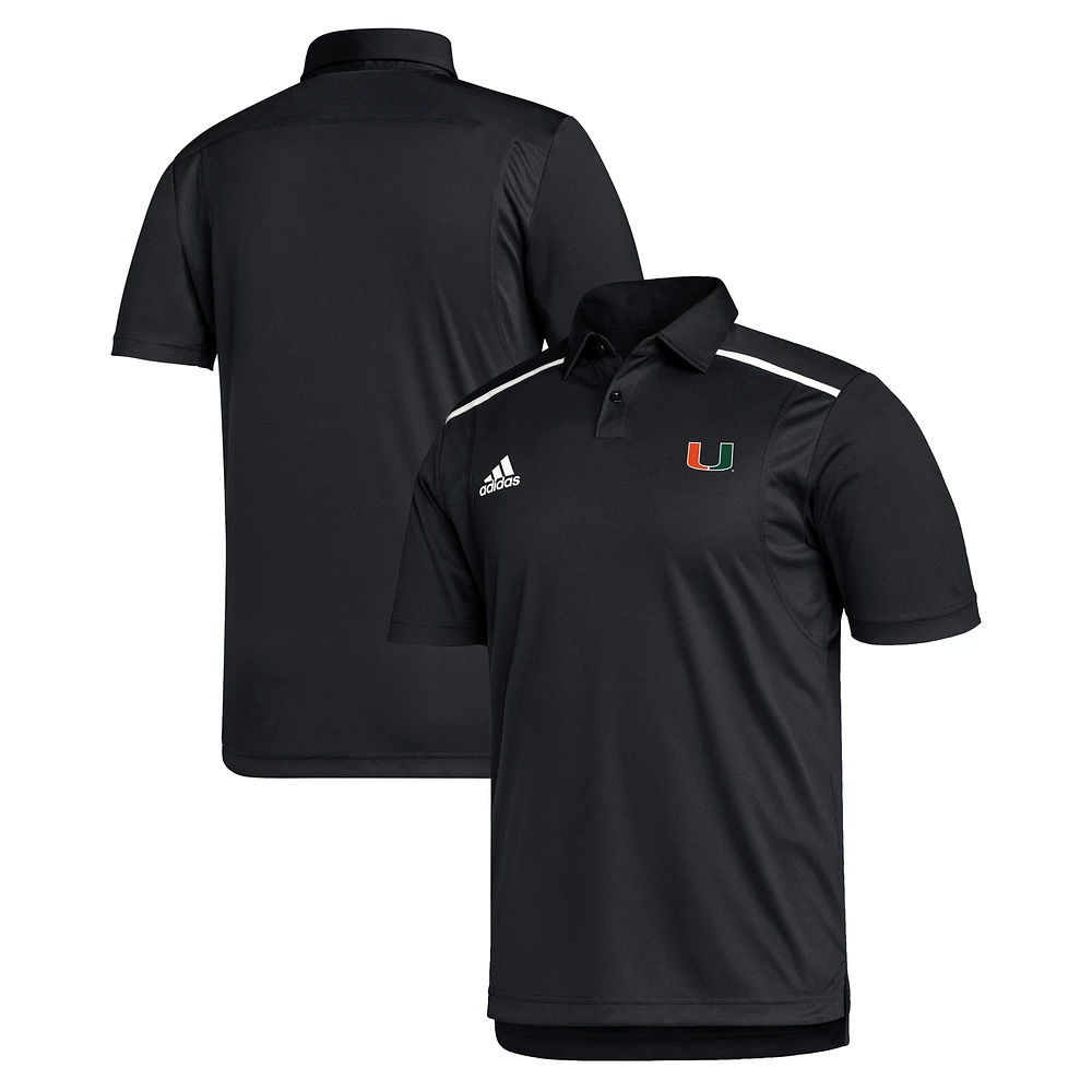 Men's adidas Black Miami Hurricanes Team Issue Polo