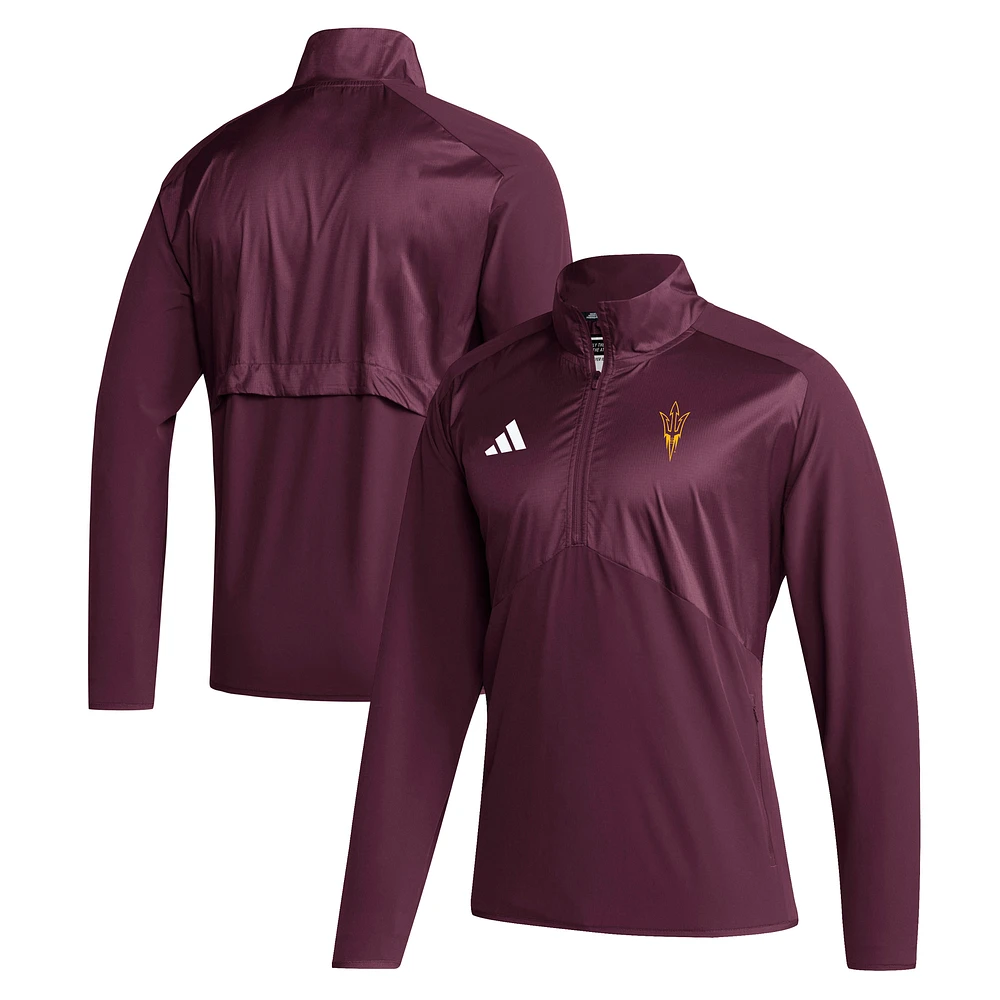 Men's adidas Maroon Arizona State Sun Devils Woven Quarter-Zip Pullover Top