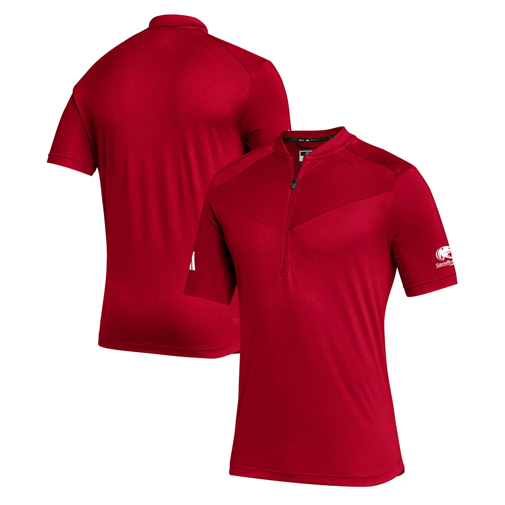 Men's adidas Red South Alabama Jaguars Sideline Quarter-Zip Polo