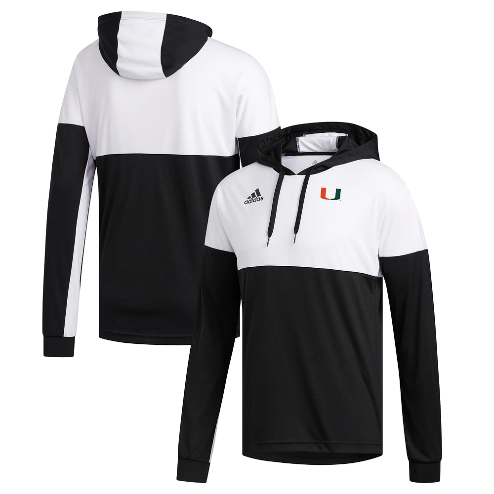 Men's adidas Black Miami Hurricanes Legend Shooter Decorated Pullover Hoodie