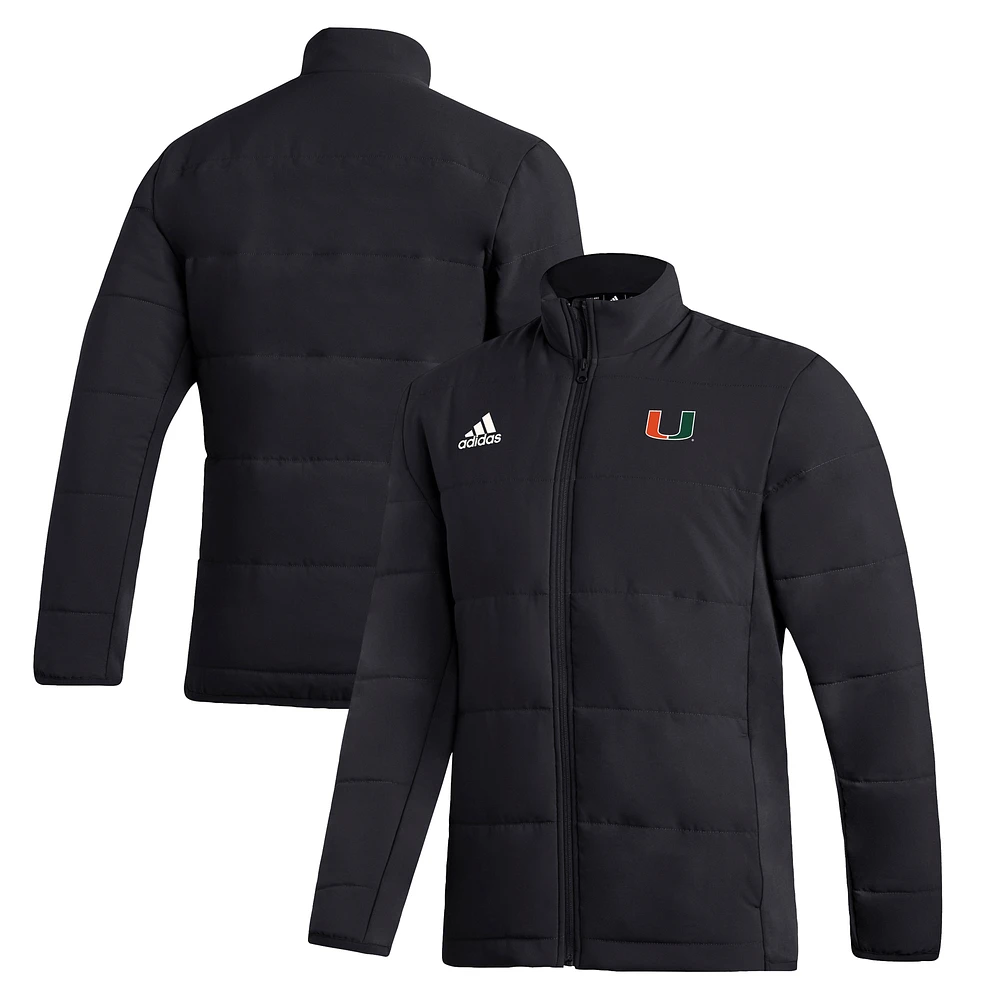 Men's adidas Black Miami Hurricanes Midweight Full-Zip Jacket