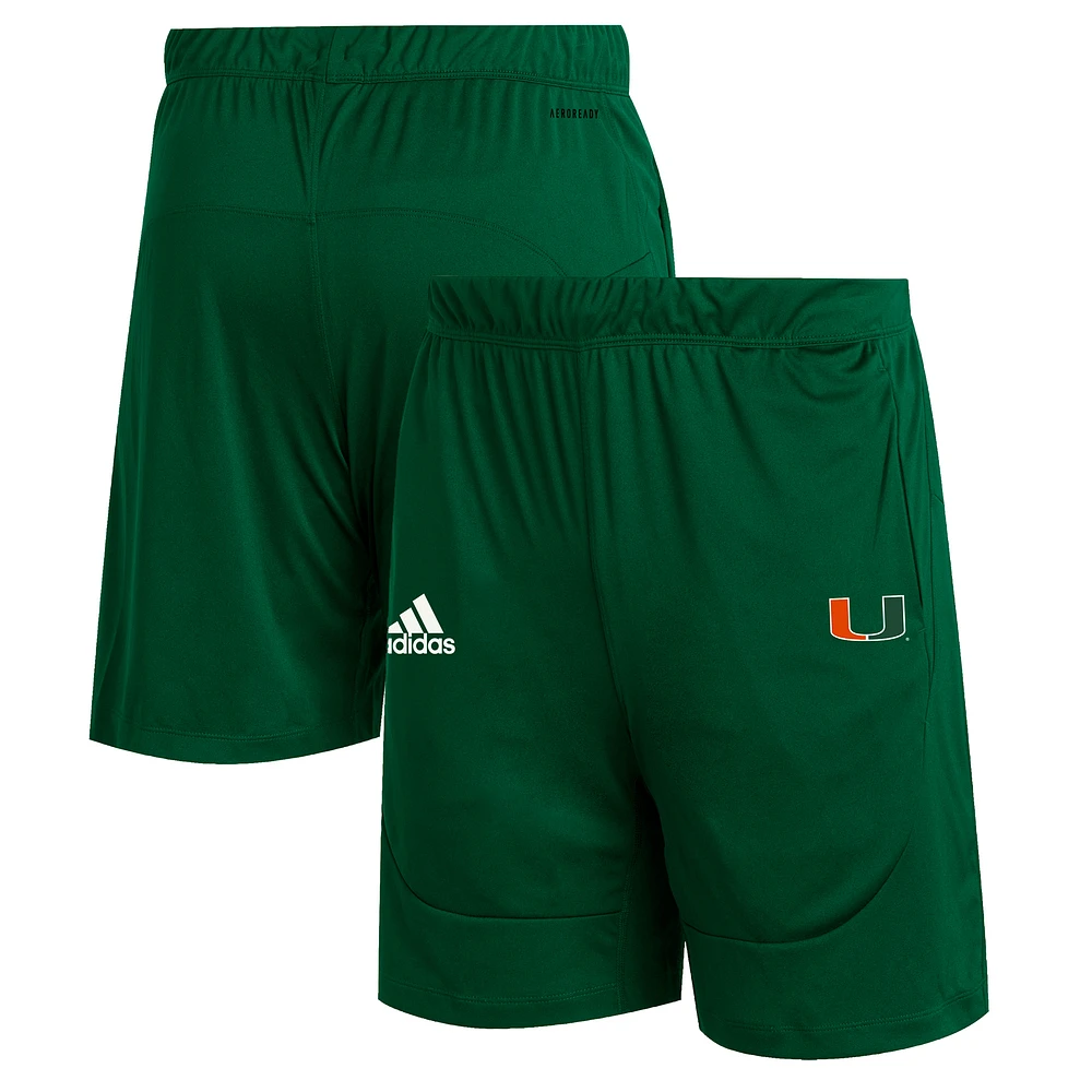 Men's adidas Green Miami Hurricanes Sideline Knit Shorts