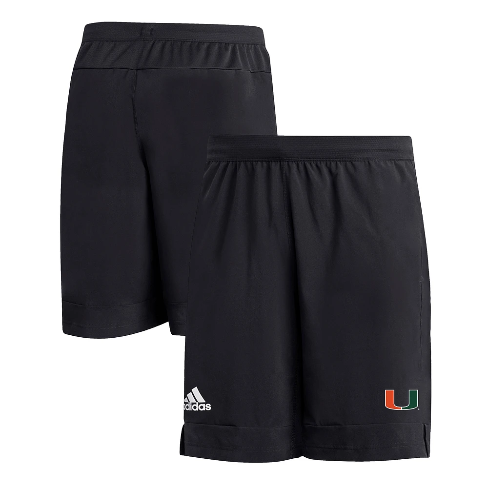Men's adidas Black Miami Hurricanes Heat Ready Woven Shorts