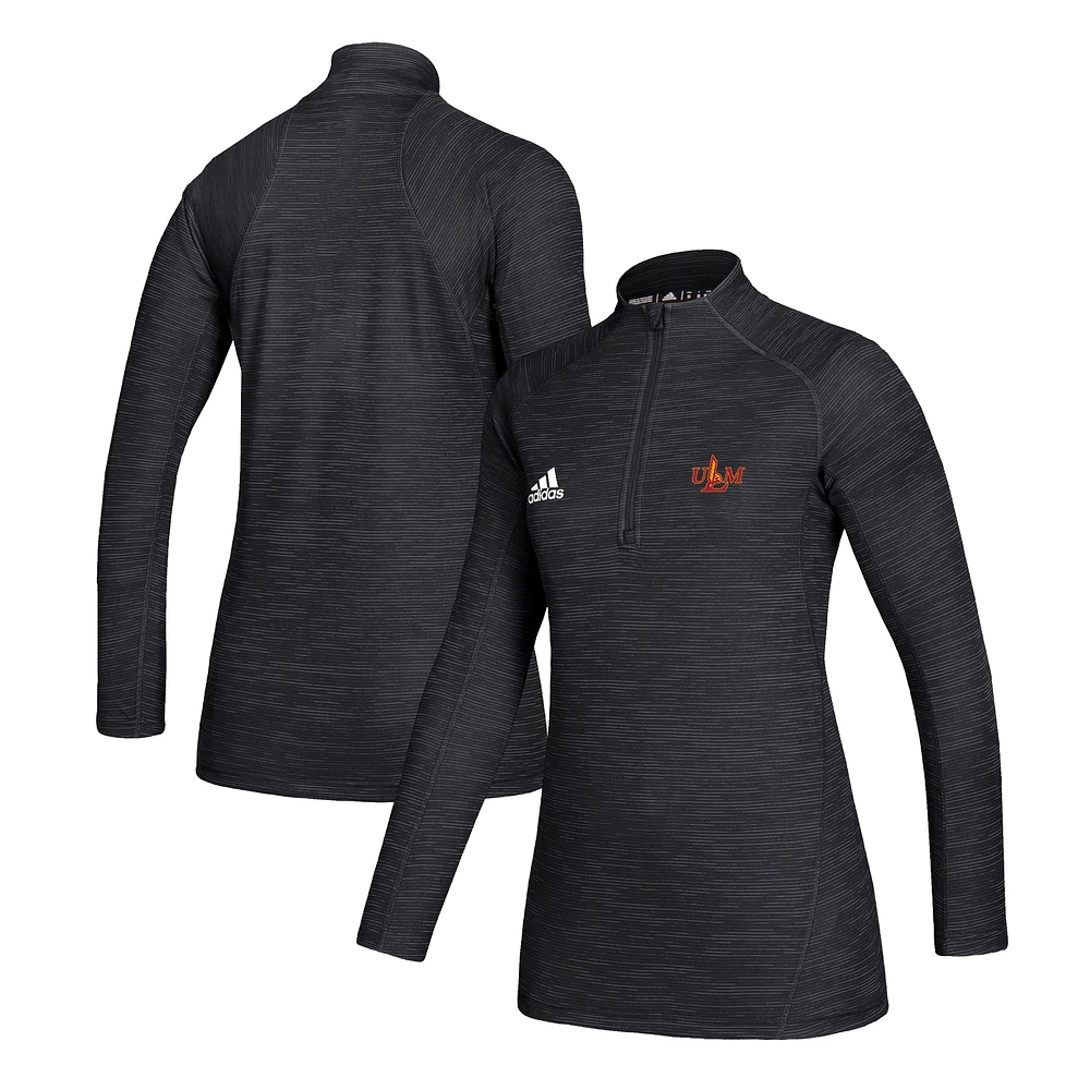 Women's adidas Black ULM Warhawks Game Mode Performance Quarter-Zip Pullover Top