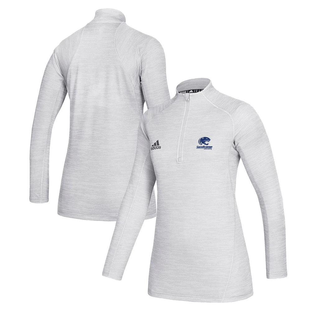 Women's adidas White South Alabama Jaguars Game Mode Performance Quarter-Zip Pullover Top