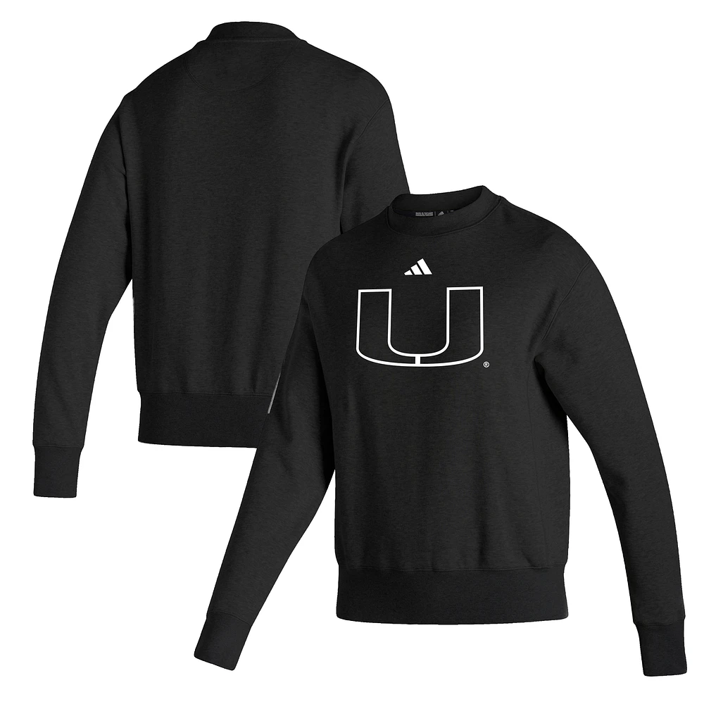 Women's adidas Black Miami Hurricanes Premium Pullover Sweatshirt