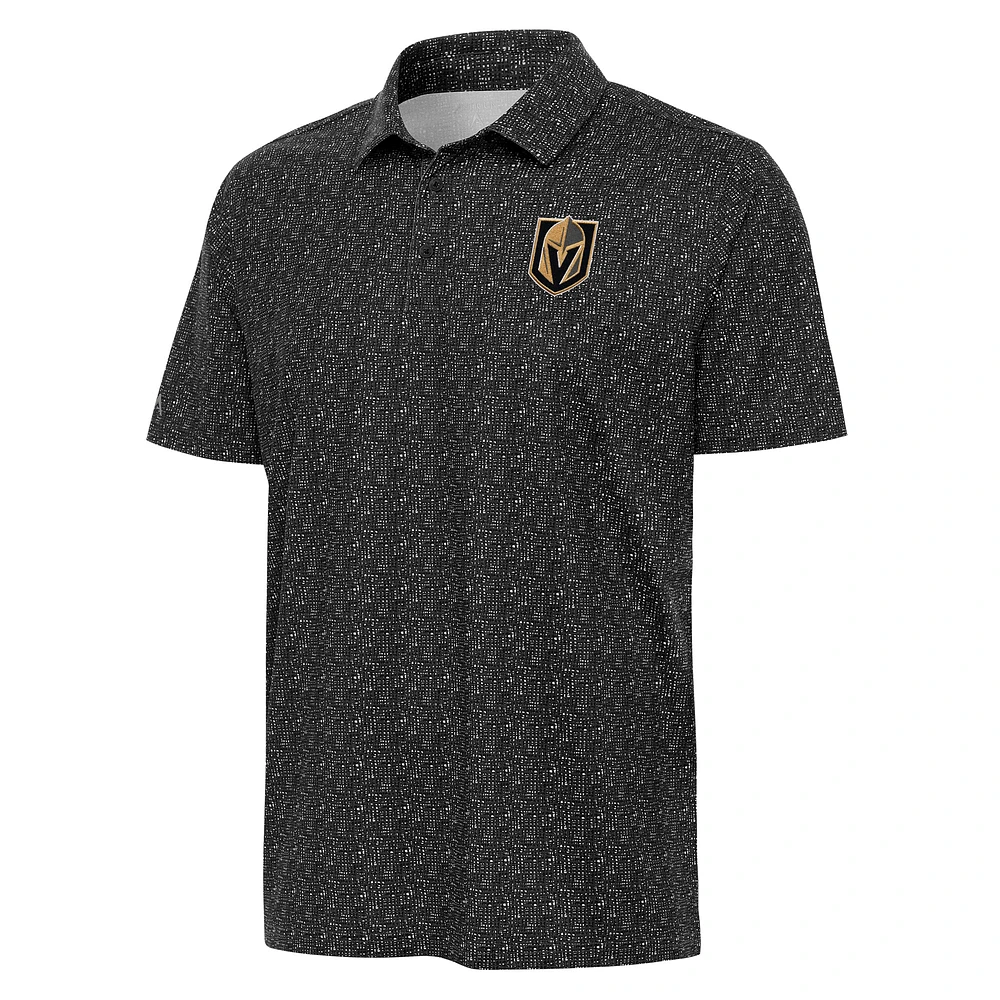 Men's Antigua Black Vegas Golden Knights Figment Polo