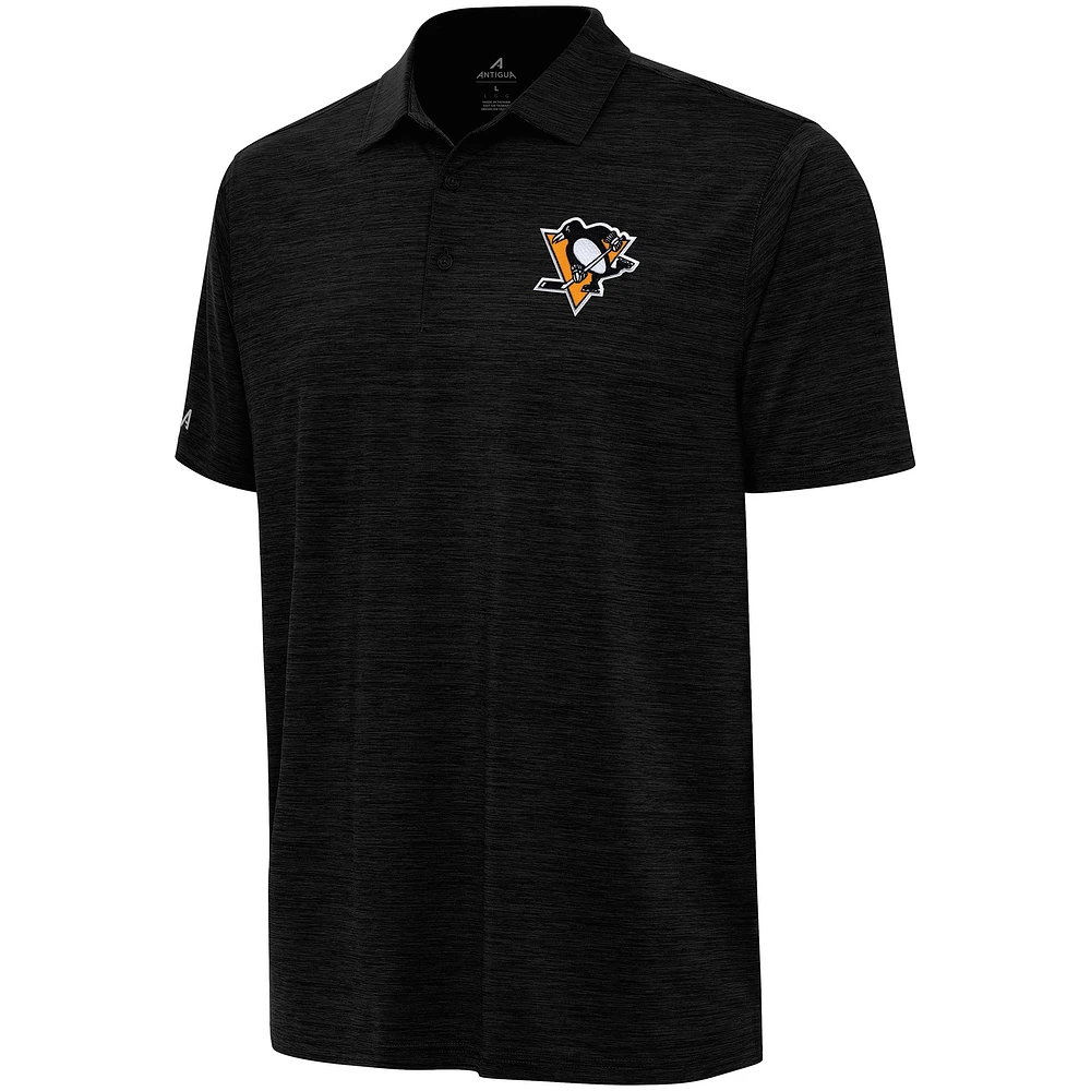 Men's Antigua Heather Black Pittsburgh Penguins Layout Polo