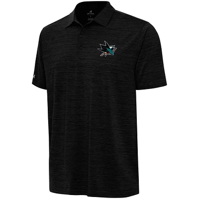 Men's Antigua Heather Black San Jose Sharks Layout Polo