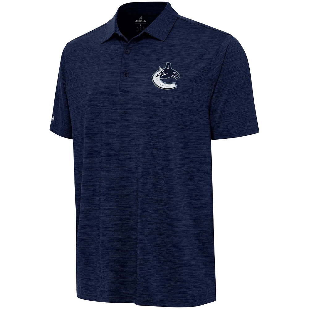 Men's Antigua Heather Navy Vancouver Canucks Layout Polo