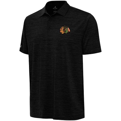 Men's Antigua Heather Black Chicago Blackhawks Layout Polo