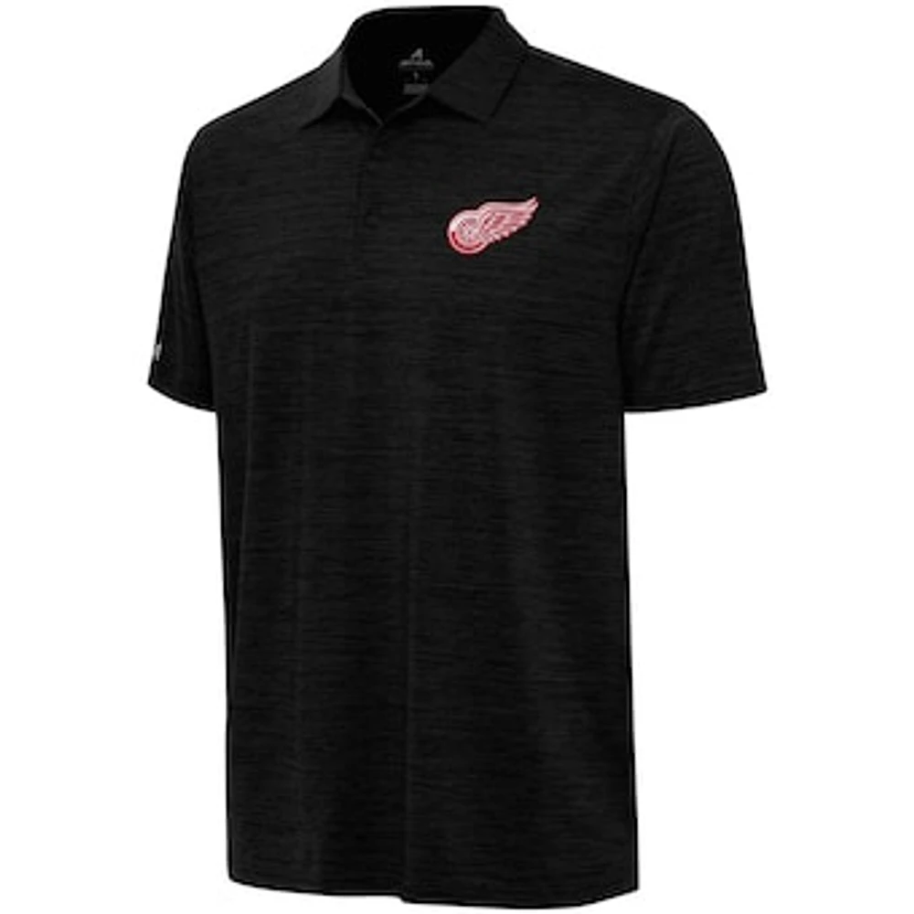 Men's Antigua Heather Black Detroit Red Wings Layout Polo