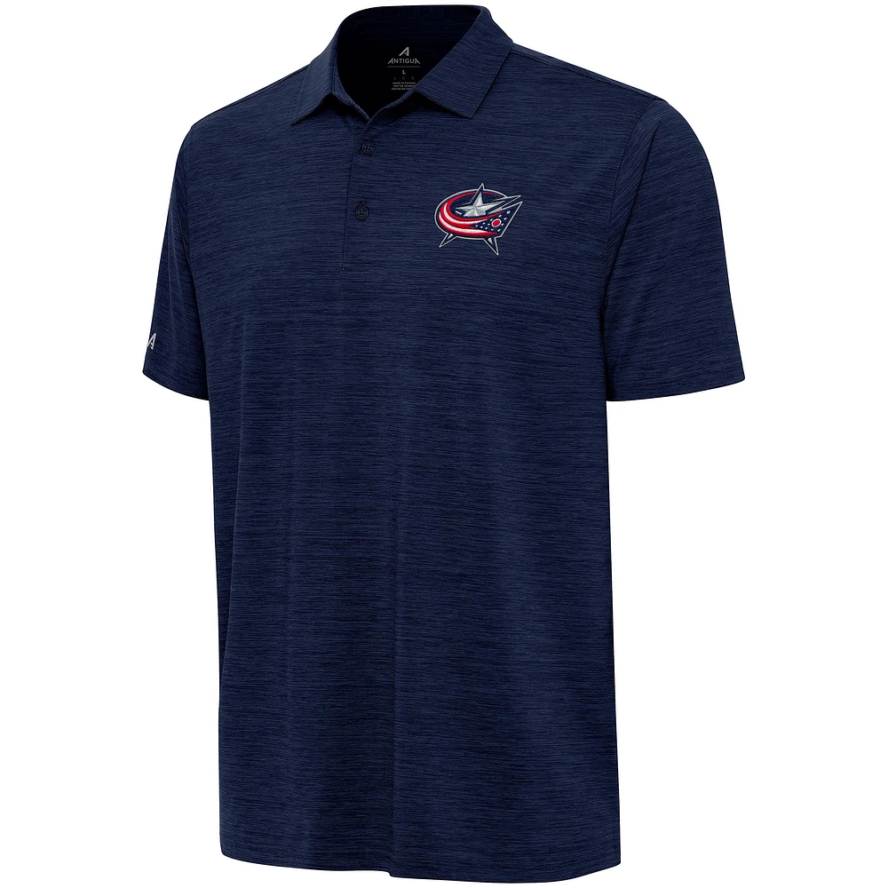 Men's Antigua Heather Navy Columbus Blue Jackets Layout Polo