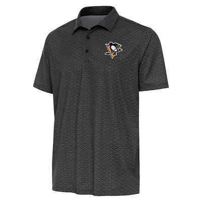 Men's Antigua Black Pittsburgh Penguins Relic Polo