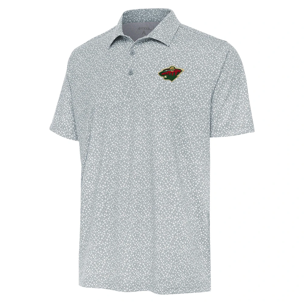 Men's Antigua Gray Minnesota Wild Terrace Polo