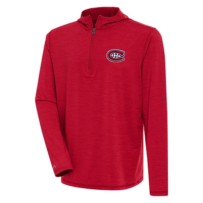 Men's Antigua Heather Red Montreal Canadiens Tidy Quarter-Zip Pullover Hoodie
