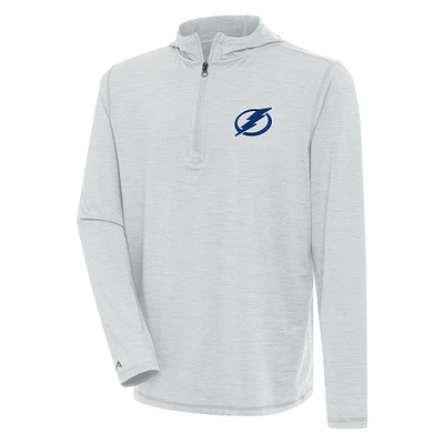 Men's Antigua Heather Gray Tampa Bay Lightning Tidy Quarter-Zip Pullover Hoodie