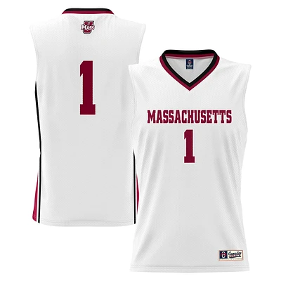 Youth GameDay Greats #1 White UMass Minutemen Lightweight Basketball Jersey