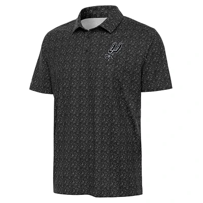 Men's Antigua Black San Antonio Spurs Figment Polo