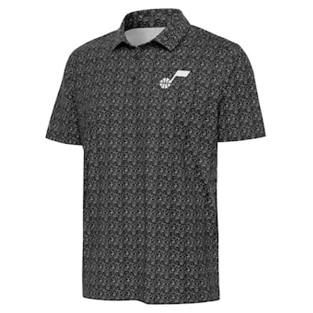 Men's Antigua Black Utah Jazz Figment Polo