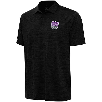 Men's Antigua Heather Black Sacramento Kings Layout Polo