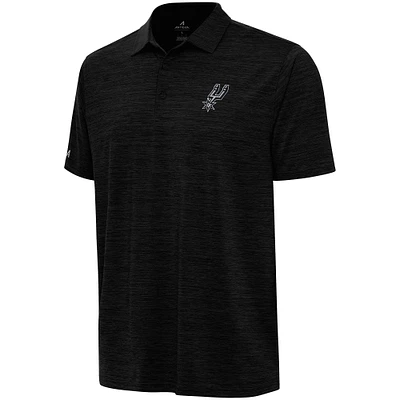 Men's Antigua Heather Black San Antonio Spurs Layout Polo