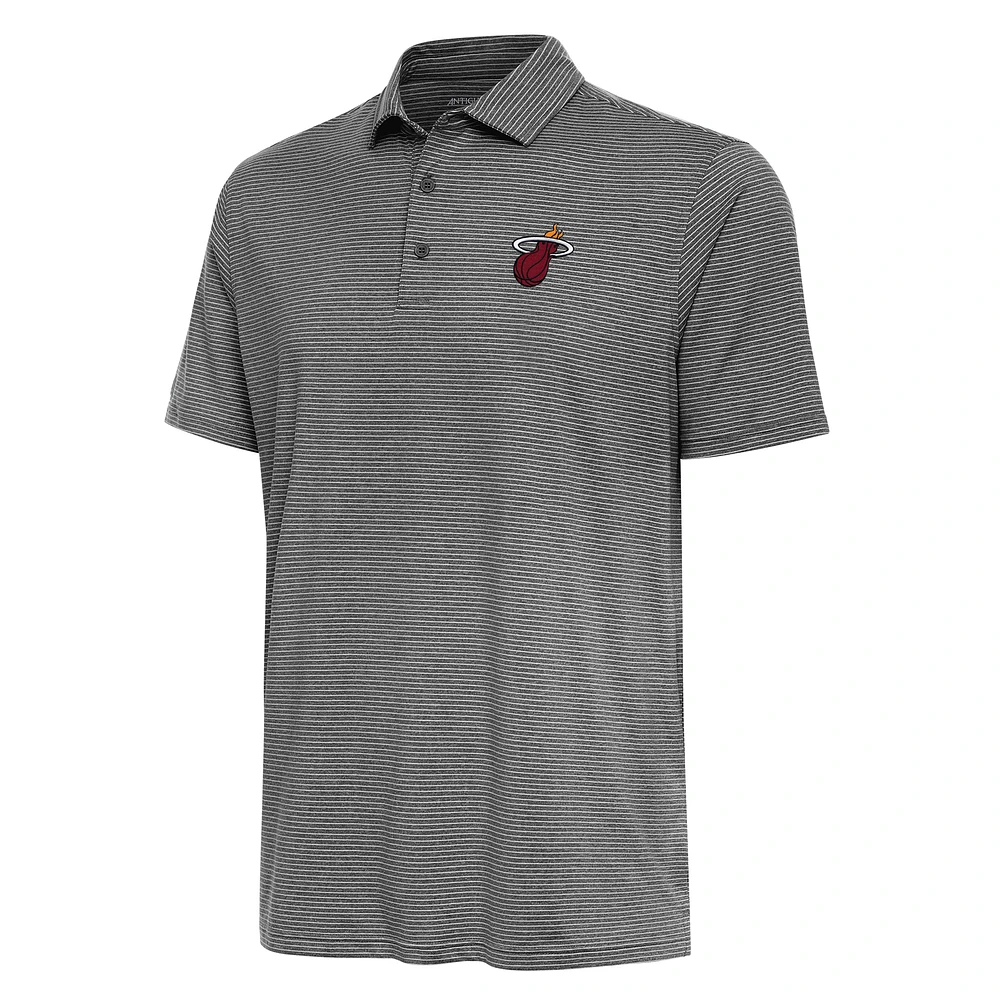 Men's Antigua Heather Black Miami Heat Scheme Polo