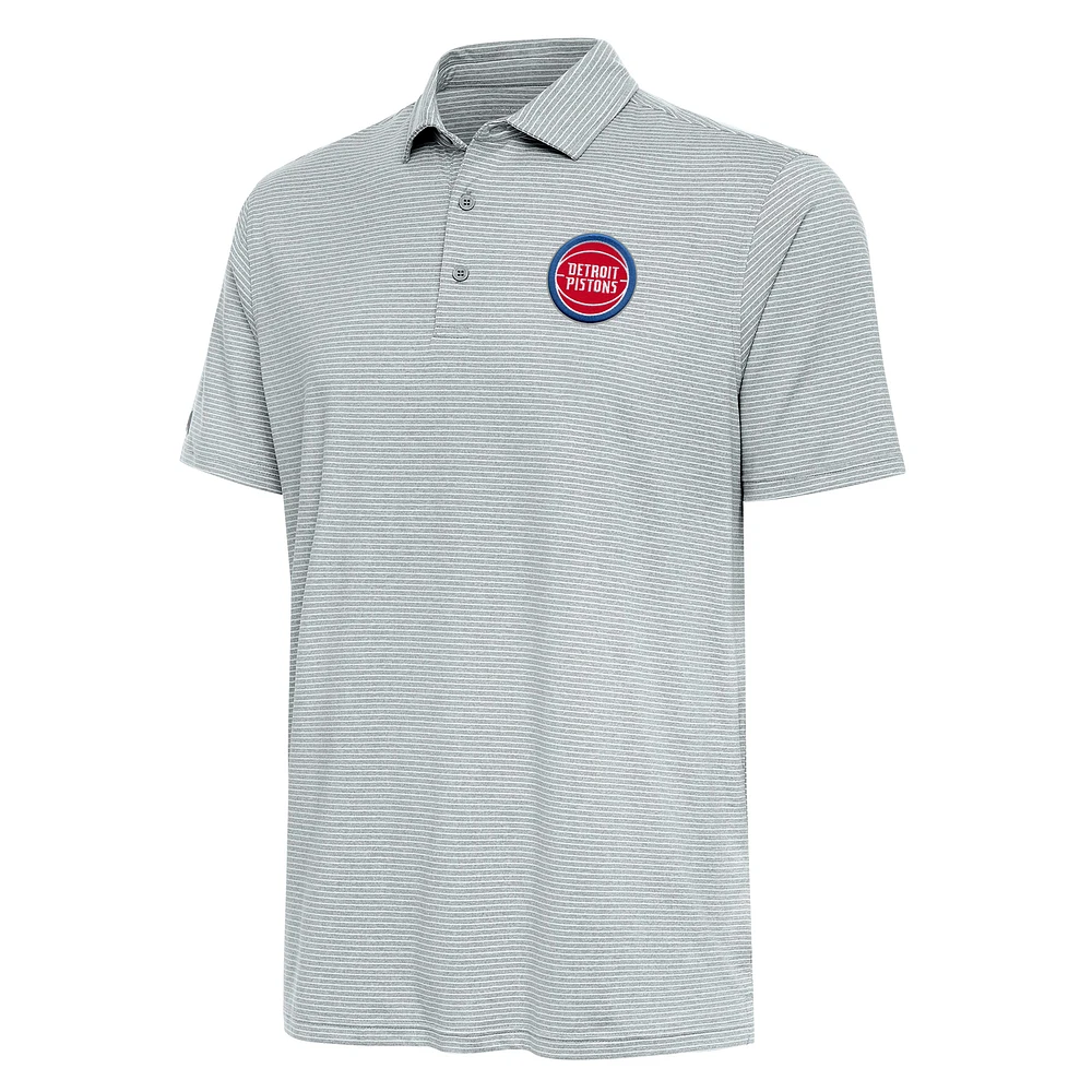 Men's Antigua Heather Gray Detroit Pistons Scheme Polo