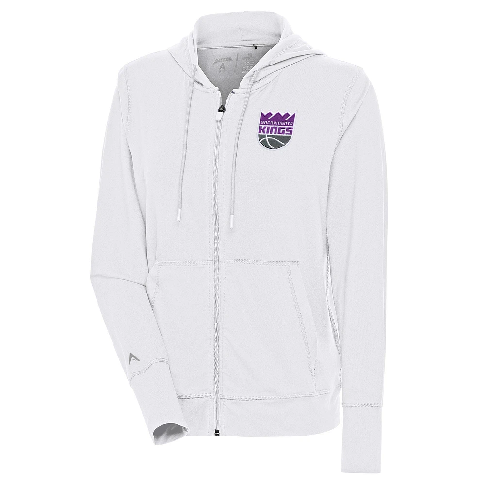 Women's Antigua White Sacramento Kings Moving Full-Zip Jacket