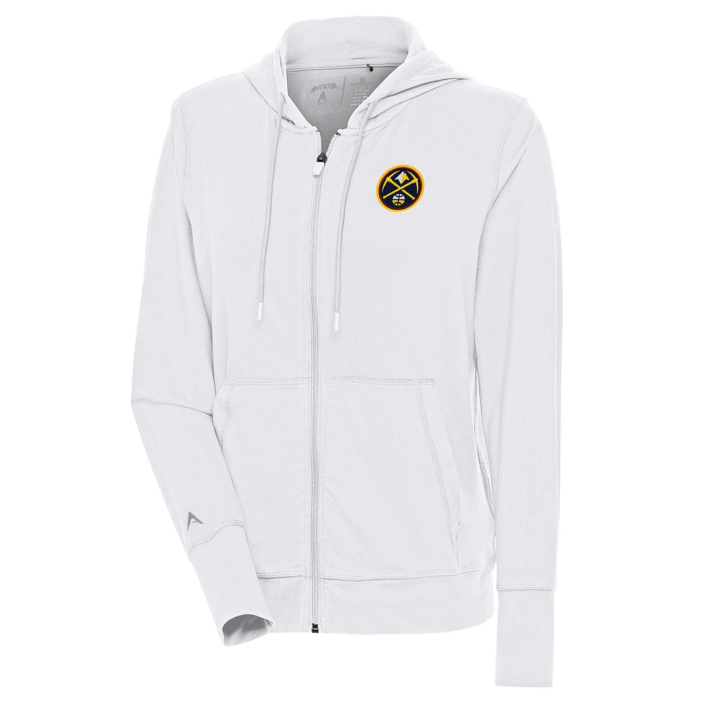 Women's Antigua White Denver Nuggets Moving Full-Zip Jacket