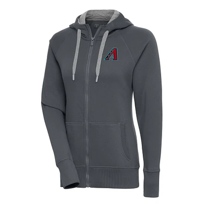 Women's Antigua Charcoal Arizona Diamondbacks Victory Full-Zip Hoodie