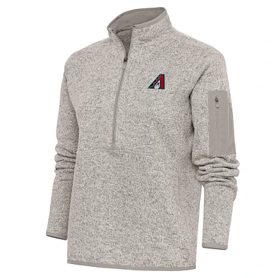Women's Antigua Oatmeal Arizona Diamondbacks Fortune Half-Zip Pullover Jacket